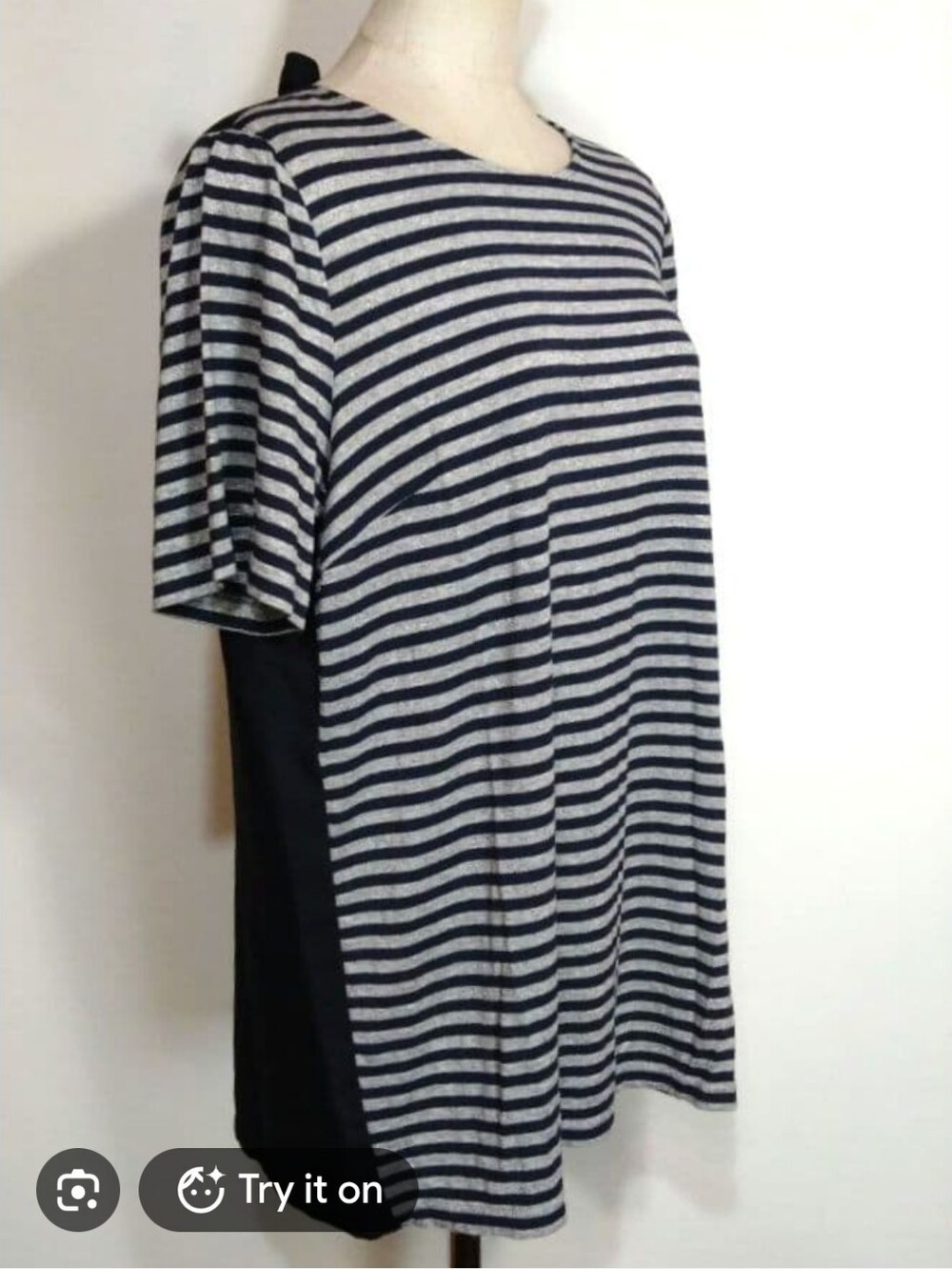Apt. 9 Navy and Gray Striped Short Sleeve Tee